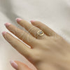 Anillo Multi Piedra 01.213.0007 Oro Laminado, Diseño de Ojo Griego, con Blanca Micro Pave, Esmaltado Azul, Tono Dorado (One size fits all)