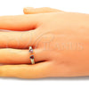 Anillo Multi Piedra 01.213.0009.1 Oro Laminado, Diseño de Corazón, con Granate Zirconia Cubica, Pulido, Tono Dorado (One size fits all)