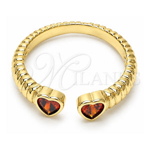 Anillo Multi Piedra 01.213.0009.1 Oro Laminado, Diseño de Corazón, con Granate Zirconia Cubica, Pulido, Tono Dorado (One size fits all)
