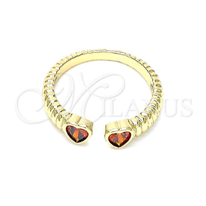 Anillo Multi Piedra 01.213.0009.1 Oro Laminado, Diseño de Corazón, con Granate Zirconia Cubica, Pulido, Tono Dorado (One size fits all)