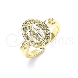 Anillo Elegante 01.213.0010 Oro Laminado, Diseño de Virgen Maria, Pulido, Tono Dorado (One size fits all)