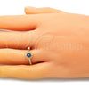Anillo Elegante 01.213.0014 Oro Laminado, Diseño de Ojo Griego, Resinado Azul, Tono Dorado (One size fits all)