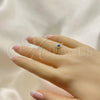 Anillo Elegante 01.213.0014 Oro Laminado, Diseño de Ojo Griego, Resinado Azul, Tono Dorado (One size fits all)