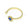Anillo Elegante 01.213.0014 Oro Laminado, Diseño de Ojo Griego, Resinado Azul, Tono Dorado (One size fits all)