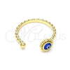 Anillo Elegante 01.213.0014 Oro Laminado, Diseño de Ojo Griego, Resinado Azul, Tono Dorado (One size fits all)