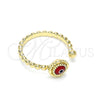 Anillo Elegante 01.213.0014.1 Oro Laminado, Diseño de Ojo Griego, Resinado Rojo, Tono Dorado (One size fits all)