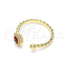 Anillo Elegante 01.213.0014.1 Oro Laminado, Diseño de Ojo Griego, Resinado Rojo, Tono Dorado (One size fits all)