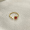Anillo Elegante 01.213.0014.1 Oro Laminado, Diseño de Ojo Griego, Resinado Rojo, Tono Dorado (One size fits all)