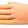 Anillo Elegante 01.213.0014.2 Oro Laminado, Diseño de Ojo Griego, Resinado Azul claro, Tono Dorado (One size fits all)