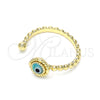 Anillo Elegante 01.213.0014.2 Oro Laminado, Diseño de Ojo Griego, Resinado Azul claro, Tono Dorado (One size fits all)