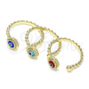 Anillo Elegante 01.213.0014.2 Oro Laminado, Diseño de Ojo Griego, Resinado Azul claro, Tono Dorado (One size fits all)