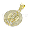 Dije Religioso 05.213.0129 Oro Laminado, Diseño de Guadalupe, Pulido, Tono Dorado