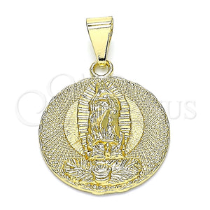 Dije Religioso 05.213.0129 Oro Laminado, Diseño de Guadalupe, Pulido, Tono Dorado