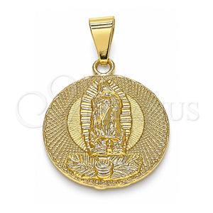 Dije Religioso 05.213.0129 Oro Laminado, Diseño de Guadalupe, Pulido, Tono Dorado