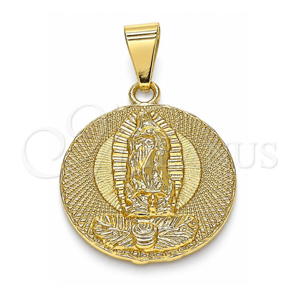 Dije Religioso 05.213.0129 Oro Laminado, Diseño de Guadalupe, Pulido, Tono Dorado