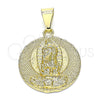 Dije Religioso 05.213.0129 Oro Laminado, Diseño de Guadalupe, Pulido, Tono Dorado