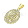 Dije Religioso 05.213.0130 Oro Laminado, Diseño de Guadalupe, Pulido, Tono Dorado