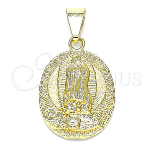 Dije Religioso 05.213.0130 Oro Laminado, Diseño de Guadalupe, Pulido, Tono Dorado