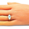 Anillo Multi Piedra 01.341.0055 Oro Laminado, Diseño de Ojo Griego, con Marfil Madre Perla and Blanca Micro Pave, Pulido, Tono Dorado (One size fits all)