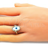 Anillo Multi Piedra 01.341.0056 Oro Laminado, Diseño de Mano de Dios, con Marfil Madre Perla and Blanca Micro Pave, Pulido, Tono Dorado (One size fits all)