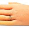 Anillo Multi Piedra 01.341.0057 Oro Laminado, Diseño de Infinito, con Blanca Micro Pave, Pulido, Tono Dorado (One size fits all)