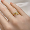 Anillo Multi Piedra 01.341.0057 Oro Laminado, Diseño de Infinito, con Blanca Micro Pave, Pulido, Tono Dorado (One size fits all)