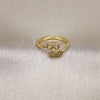 Anillo Multi Piedra 01.341.0057 Oro Laminado, Diseño de Infinito, con Blanca Micro Pave, Pulido, Tono Dorado (One size fits all)