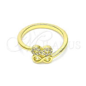 Anillo Multi Piedra 01.341.0057 Oro Laminado, Diseño de Infinito, con Blanca Micro Pave, Pulido, Tono Dorado (One size fits all)