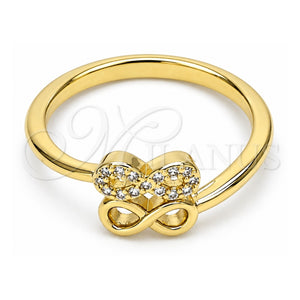 Anillo Multi Piedra 01.341.0057 Oro Laminado, Diseño de Infinito, con Micro Pave Blanca, Pulido, Tono Dorado (Talla Unica)