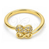 Anillo Multi Piedra 01.341.0057 Oro Laminado, Diseño de Infinito, con Micro Pave Blanca, Pulido, Tono Dorado (Talla Unica)