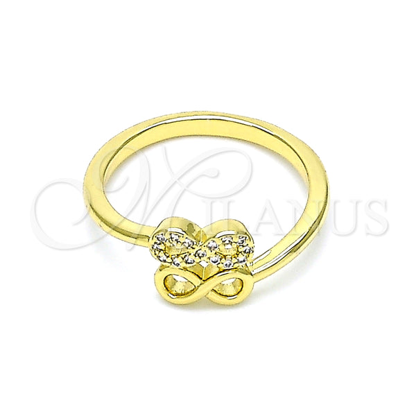 Anillo Multi Piedra 01.341.0057 Oro Laminado, Diseño de Infinito, con Blanca Micro Pave, Pulido, Tono Dorado (One size fits all)