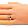 Anillo Multi Piedra 01.341.0060 Oro Laminado, con Blanca Micro Pave, Pulido, Tono Dorado (One size fits all)