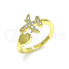Anillo Multi Piedra 01.341.0060 Oro Laminado, con Blanca Micro Pave, Pulido, Tono Dorado (One size fits all)