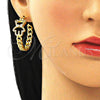 Arete Dormilona 02.341.0119 Oro Laminado, Diseño de Osito, con Blanca Zirconia Cubica and Blanca Micro Pave, Pulido, Tono Dorado