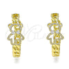 Arete Dormilona 02.341.0119 Oro Laminado, Diseño de Osito, con Blanca Zirconia Cubica and Blanca Micro Pave, Pulido, Tono Dorado