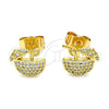 Arete Dormilona 02.310.0032 Oro Laminado, con Blanca Micro Pave, Pulido, Tono Dorado
