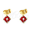 Arete Dormilona 02.310.0046 Oro Laminado, con Granate Zirconia Cubica, Pulido, Tono Dorado