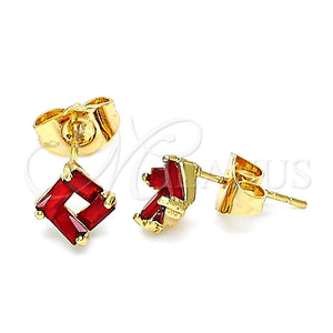 Arete Dormilona 02.310.0046 Oro Laminado, con Granate Zirconia Cubica, Pulido, Tono Dorado