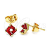 Arete Dormilona 02.310.0046 Oro Laminado, con Granate Zirconia Cubica, Pulido, Tono Dorado