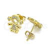 Arete Dormilona 02.342.0158 Oro Laminado, Diseño de Niñita Pequeña, con Blanca Micro Pave, Pulido, Tono Dorado