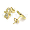 Arete Dormilona 02.342.0159 Oro Laminado, Diseño de Niñito Pequeño, con Blanca Micro Pave, Pulido, Tono Dorado