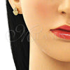 Arete Dormilona 02.342.0163 Oro Laminado, Diseño de Mano de Dios y Ojo Griego, con Blanca Micro Pave, Pulido, Tono Dorado