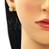 Arete Dormilona 02.342.0168 Oro Laminado, Diseño de Bola, con Blanca Micro Pave, Pulido, Tono Dorado
