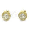 Arete Dormilona 02.342.0168 Oro Laminado, Diseño de Bola, con Blanca Micro Pave, Pulido, Tono Dorado
