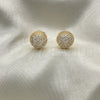 Arete Dormilona 02.342.0168 Oro Laminado, Diseño de Bola, con Blanca Micro Pave, Pulido, Tono Dorado