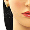 Arete Dormilona 02.342.0171 Oro Laminado, Diseño de Búho, con Blanca and Rubi Micro Pave, Pulido, Tono Dorado