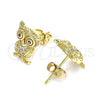 Arete Dormilona 02.342.0171 Oro Laminado, Diseño de Búho, con Blanca and Rubi Micro Pave, Pulido, Tono Dorado