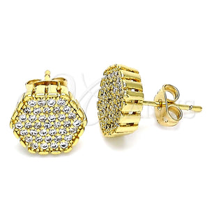 Arete Dormilona 02.342.0172 Oro Laminado, con Blanca Micro Pave, Pulido, Tono Dorado