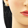 Arete Dormilona 02.342.0174 Oro Laminado, Diseño de Elefante, con Blanca and Rubi Micro Pave, Pulido, Tono Dorado