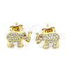 Arete Dormilona 02.342.0174 Oro Laminado, Diseño de Elefante, con Blanca and Rubi Micro Pave, Pulido, Tono Dorado